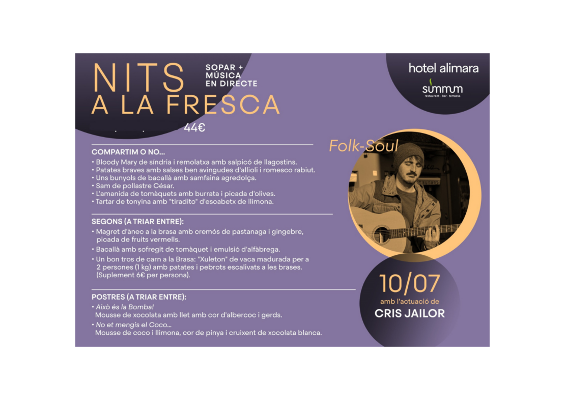 CENA, MÚSICA EN DIRECTO Y CÒCTELES: ¿QUÉ MÁS SE PUEDE PEDIR?